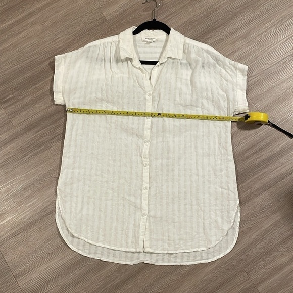 Beachlunchlounge Women's Button Front Shirt Medium White Gingham Cotton Modest - Picture 13 of 16